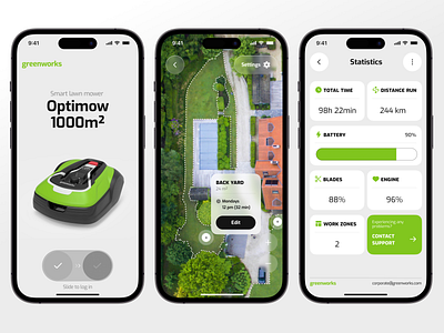 Robotic Lawn Mower App internet of things ios iot mobile mobile application product design robotic lawn mower smart devices smart home smart tech tech ui ux