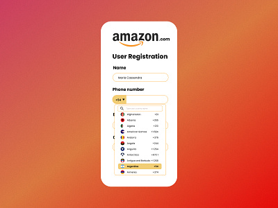 User Registration, Dropdown list with country codes design figma product design ui uiux ux