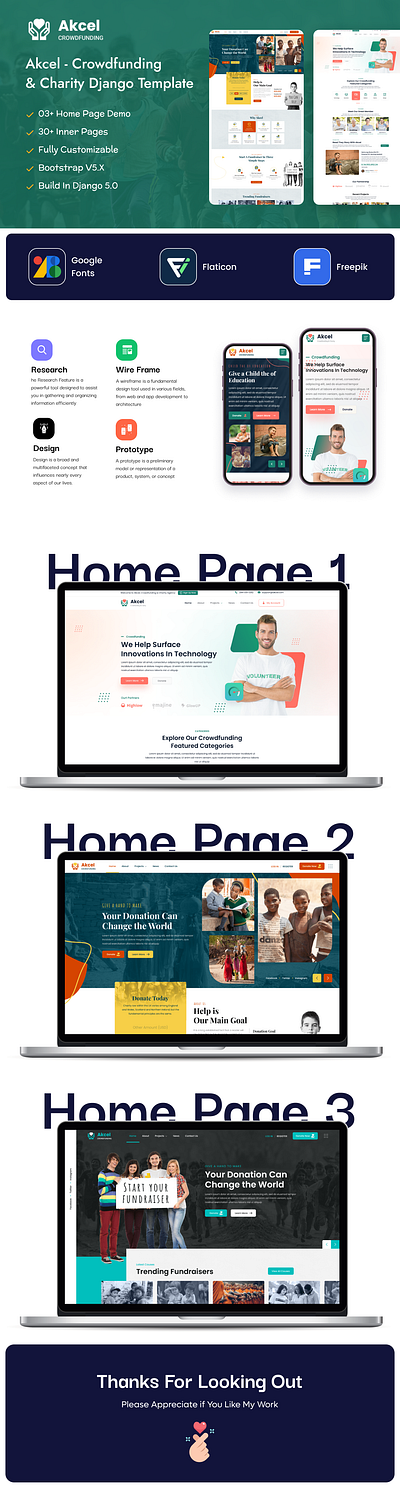 Akcel - Crowdfunding & Charity Django Template 3d animation branding creative design graphic design illustration logo motion graphics product design template ui ui design uiux user experience user interface ux design web design website website design