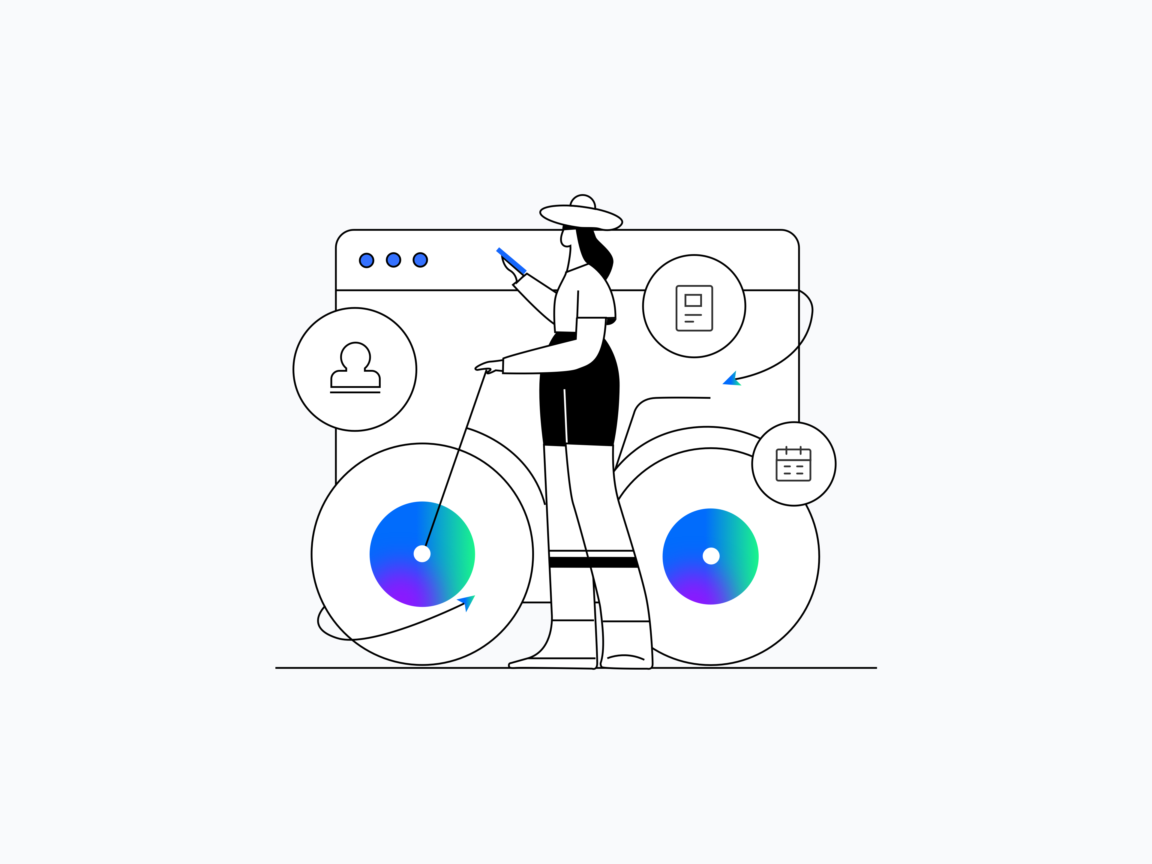 saas illustration blue green illustration line saas ui