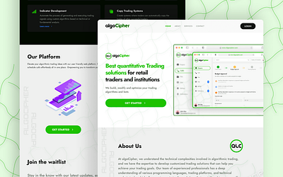 Algocipher Quant Landing page: A Forex trading solution Provider branding dailyui design product design ui ux visual design