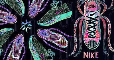 Nike Alive! X Hannah Davies fashion mural patterns shop sports window display