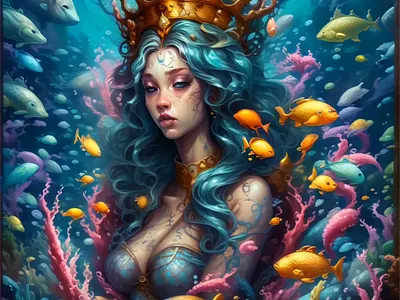 🌊 Sea Queen: Living Art 🌊 animation artificialintelligence artist beauty creative creativity digitalart graphicdesign inspiration motion graphics nature seaqueen visualart