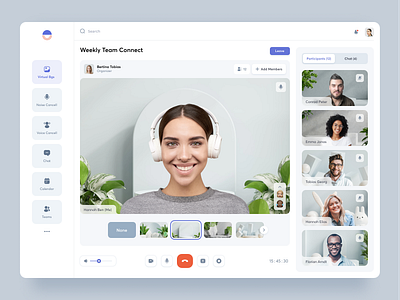 AI-powered video conference app app call chat clean conference conversation interface livestream minimal online meet product remote speakers ui ux video videocall web