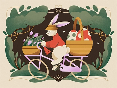 Spring Easter Bunny Illustration animals art bunny card character art design design studio digital art digital illustration easter easter eggs easter holidays graphic design greeting card holiday illustration illustrator nature rabbit spring