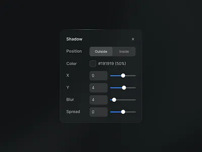 Shadow controls builder controls no code settings shadows sliders ui