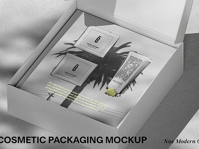 NMC - 03 Cosmetic Packaging Mockup box mockup branding cosmetics mockup mockup pouch skincare mockup tube