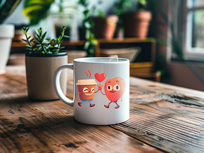 Coffee Character & Love Cartoon Lovely Clipart branding design graphic design illustration