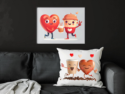 Coffee Character & Love Cartoon Lovely Clipart branding design graphic design illustration