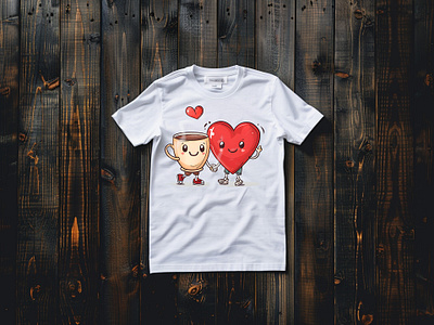 Trendy Coffee Character & Love Cartoon Lovely Clipart branding design graphic design illustration t shirt