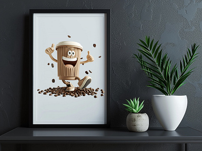 Funny Coffee Paper Cup Cartoon Character clipart branding design graphic design illustration