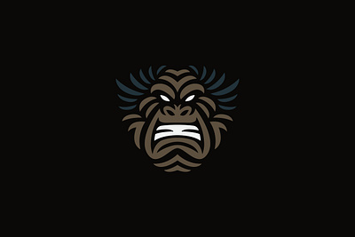 Primal Ape Logo angry animal ape branding brown design exclusive face frame front gorilla head illustration logo mad monkey natural nature protect shield