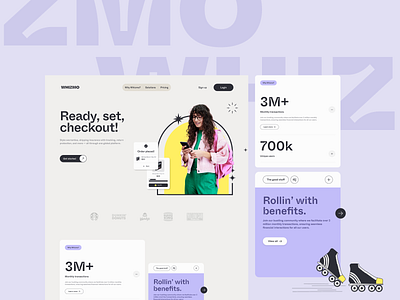 Whizmo, cool online payments app design branding colorful cool cool design crypto finance fun graphic design logo online payment payments typography ui uiux wallet web design youthful