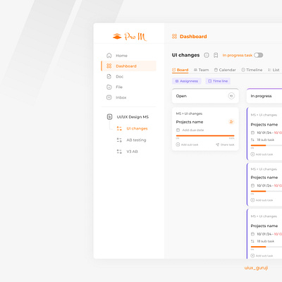 Project management app design ui ux