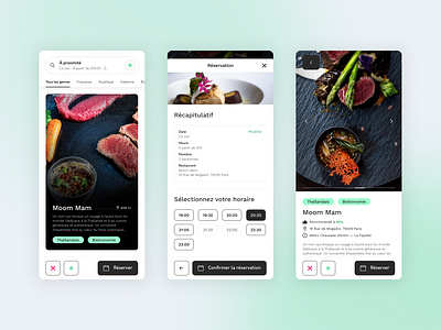 Eader app concepte conception food mobile paris réservation tinder ui ux