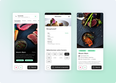 Eader app concepte conception food mobile paris réservation tinder ui ux