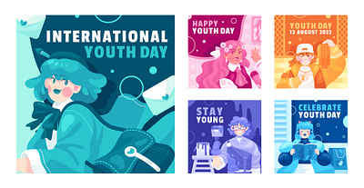 International Youth Day Template adobe illustrator design flat freepik graphic design illustration international youth day template social media template vector