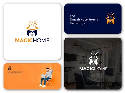 Magic Home repair logo design abastact brand design brand identity branding logo creative design creative home logo creative logo home logo home repair logo house logo logo logo design magic home logo magic house logo magic logo modern logo real estate logo