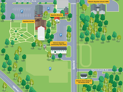 Bayview Historic Site camp map campus cartography custom map design event map historic illustration map map design map illustration vector map