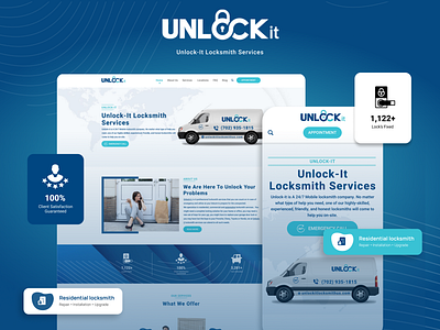 Unlockit - Website Design branding clean design illustration lock service locksmith service logo modern new ui web design website website design