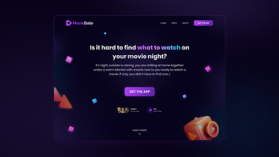 Landing page for movie finding app app landing page movie movies ui uiux ux