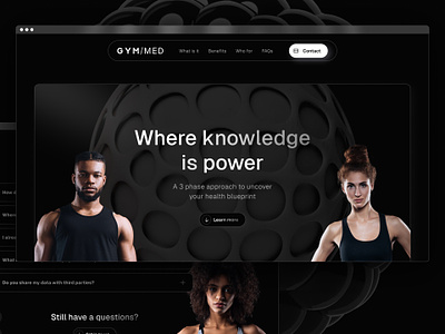 GYM/MED Hero and Web Design branding button dark darkmode design fitness gym hero logo logo design medical ui ux web design