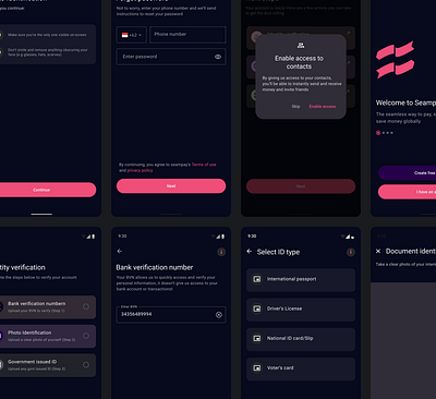 Seampay app redesign - Adhering to Material design guidelines android app app design dark theme design illustration materia ui material design mobile app mobile design] mterial 3 ui ui design ux web app website