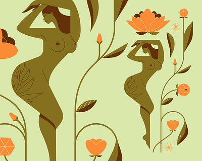 Bloom bloom character colors flat flower illustration minimal minimalist nature screenprinting spring woman