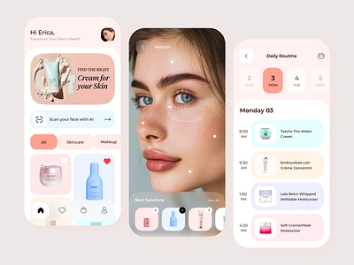 Skin Care App beauty app beauty product care app clean creama facial app fashion girl ios minimal model product designer saas skin skin care skin care app technology app ui uiux ux