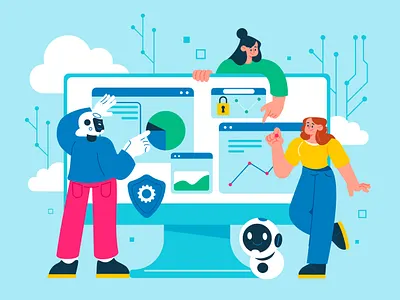 Data & Technology ai automation character design computer data freepik hardware illustration machine learning robots software teamwork technology