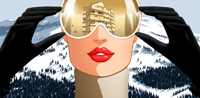 Gilda 2d architecture character digital fashion folioart illustration jason brooks landscape luxury resort skiing winter