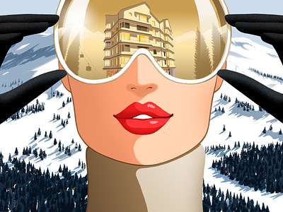 Gilda 2d architecture character digital fashion folioart illustration jason brooks landscape luxury resort skiing winter