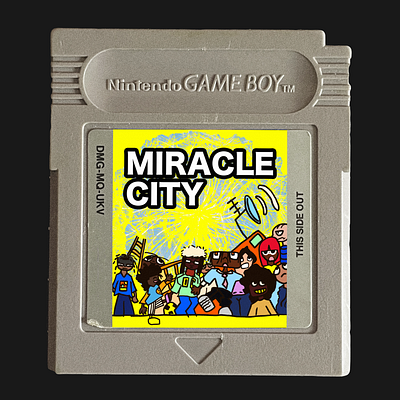 MIRACLE CITY PT2 GAMEBOY CARTRIDGE design gamemockup gaming graphic design illustration mockup