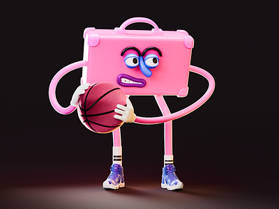 Cute stylized 3D character 3d 4d abstract agency basketball blender case character cinema concept design dribbble hero nike pink render shoes top trend zbrush