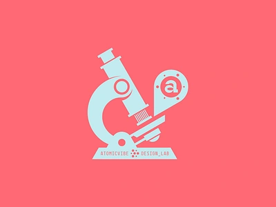 atomicvibe design lab update 004 50s a blue chemistry circle custom design dots fluorescent geometric illustration lab microscope mid dentury red retro science type typography