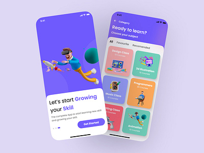 E-Learning App - Ui Design androiddesign app appdesign branding course design elearning illustration iosdesign learn learning mobileapp onlinecourse student ui uidesign uiux ux uxdesign