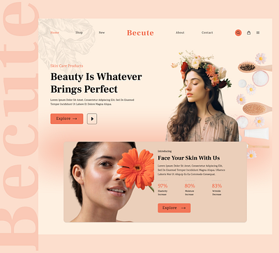 E-commerce landing page for skin care products. beauty product ecommerce landing page landing page design skin care product ui mock up uiux design user interface ux design