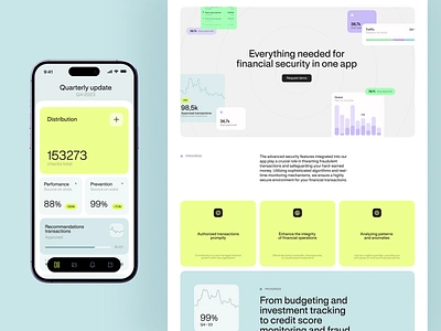 Financial Security App Website dashboard design finance fintech graphic design interaction design interface tubik ui user experience user interface ux web web design website