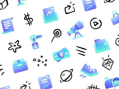 Fun Flourish Icons branding glassy glossy gradient hand drawn icon icons illustration inspiration logo ui vectors