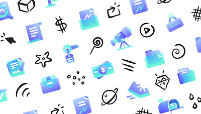 Fun Flourish Icons branding glassy glossy gradient hand drawn icon icons illustration inspiration logo ui vectors