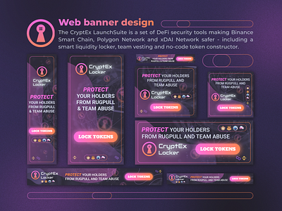 Crypto Web Banner Design | Google Ads advertising banner design blockchain crypto cryptocurrency dark design ecommerce google ads graphic design purple social media web web 3.0 web banner