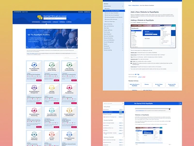 RapidSpike Support Center academy help desk knowledgebase saas support center ui design user interface webpage design website website design