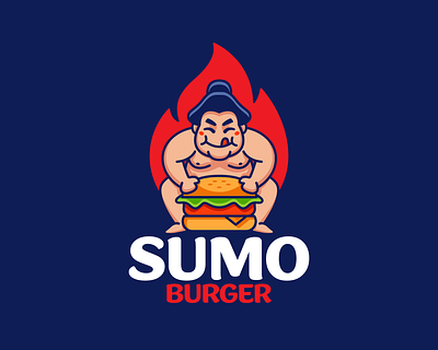 Sumo Burger Logo brand branding burger design food graphic design illustration limitless logo logo design logotype mascot sumo vector