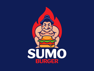 Sumo Burger Logo brand branding burger design food graphic design illustration limitless logo logo design logotype mascot sumo vector