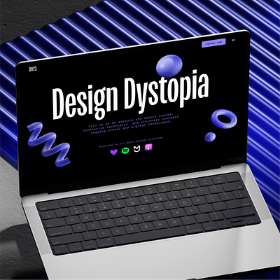 Dystopia 3d blackmode landing page podcast ui website