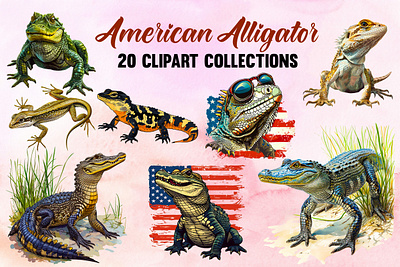 American Alligator Clipart Bundle