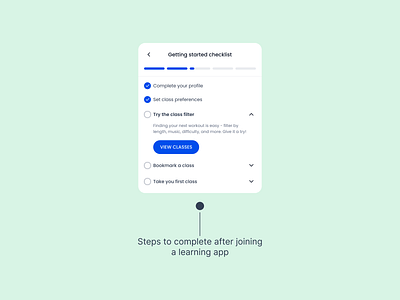 UI Card for Completing steps before taking the First Class achievements app design figma gamification learning app mobile app quests rewards ui ui design ui kit uiux ux ux design
