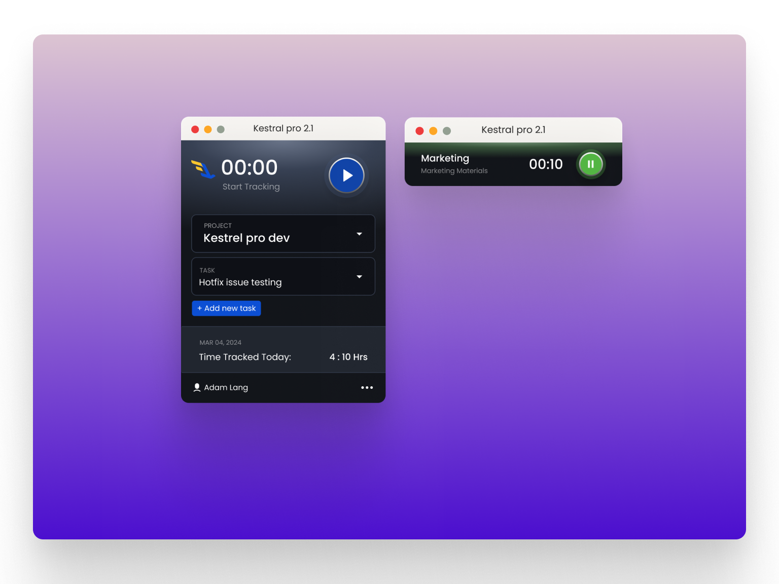 Time Tracker Desktop Agent animation figma ui design ux design ux research