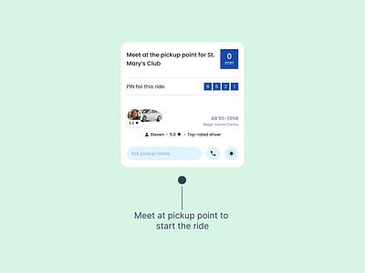 UI Card for Pin Verification to start a ride app design figma lyft mobile app mobility ride sharing app uber ui ui design ui kit uiux ux ux design