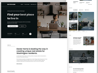 Dexter Home Real Esate Comapny Landing Page clean corporate green landing page real estate ui uxui visual design
